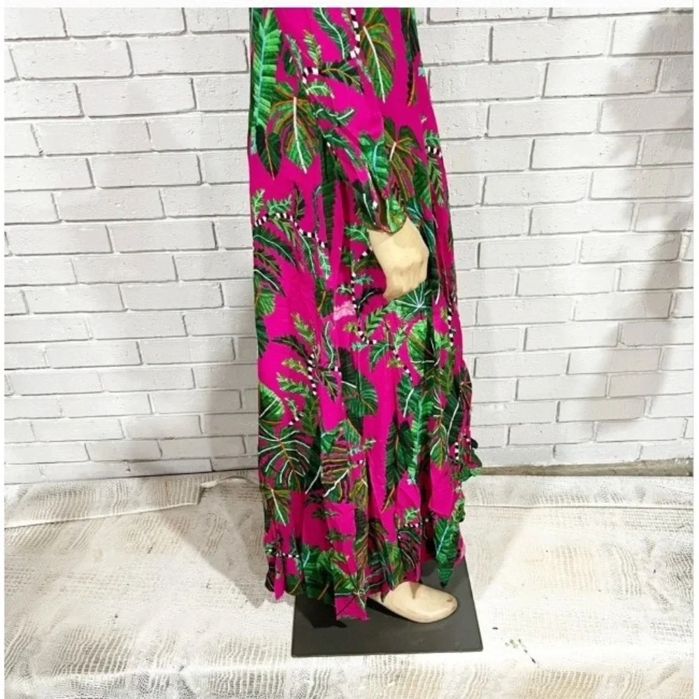 FARM Rio Leaves Print Long Sleeve Maxi Dress in Leaves Pink | XL - Picture 10 of 14